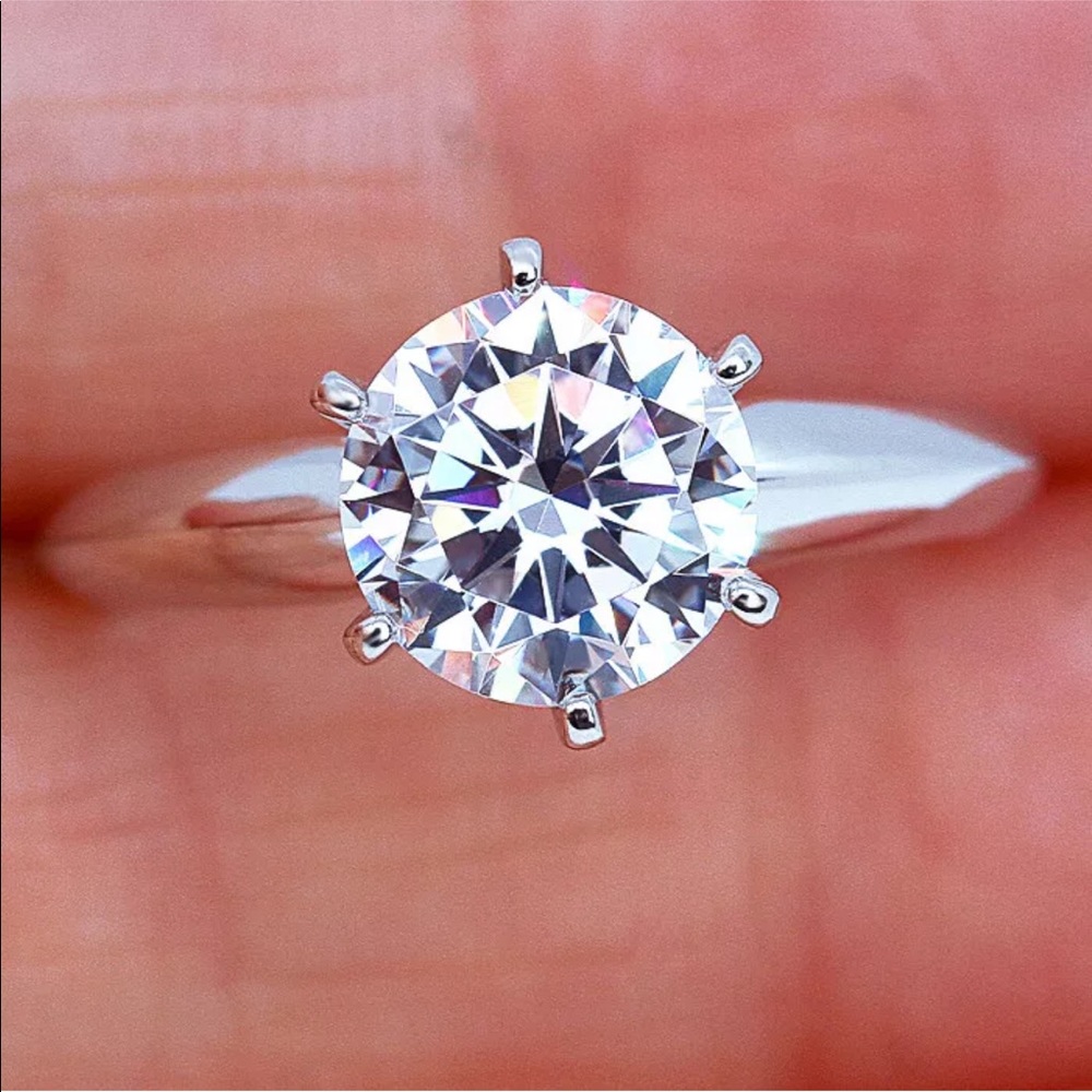14K white gold2CT 6 prong engagement wedding ring - Picture 4 of 6